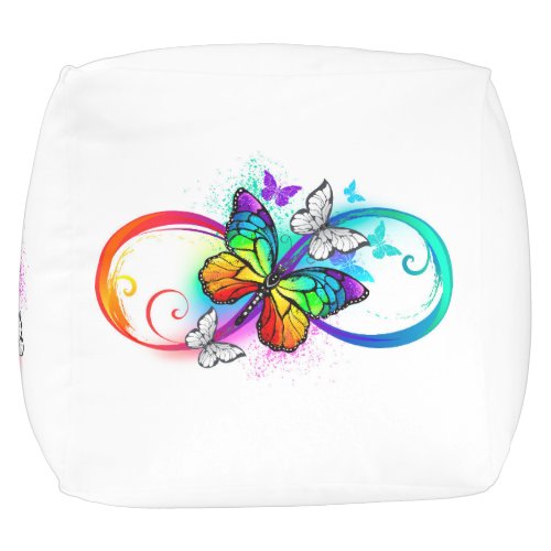 Bright infinity with rainbow butterfly pouf