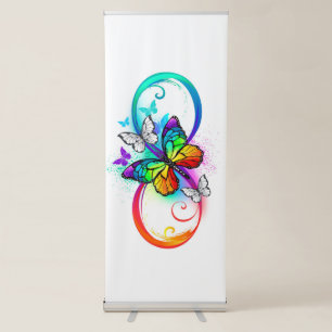 Bright infinity with rainbow butterfly retractable banner