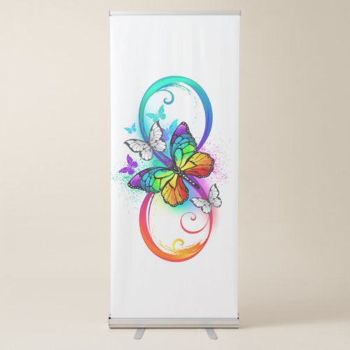 Bright infinity with rainbow butterfly retractable banner