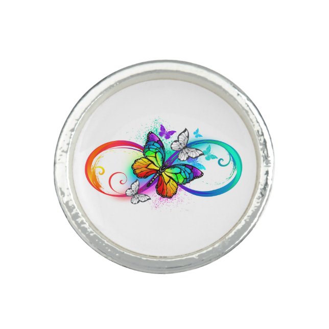 Bright infinity with rainbow butterfly ring (Front)
