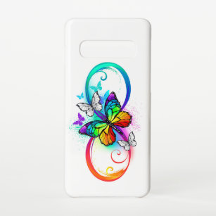 Bright infinity with rainbow butterfly samsung galaxy s10 case