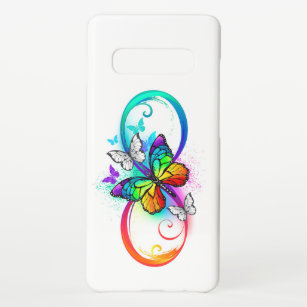 Bright infinity with rainbow butterfly samsung galaxy s10+ case