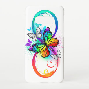 Bright infinity with rainbow butterfly samsung galaxy S10E case
