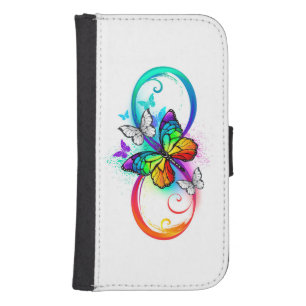 Bright infinity with rainbow butterfly galaxy s4 wallet case