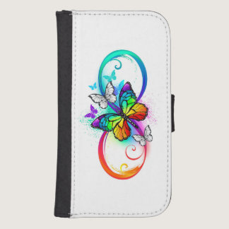 Bright infinity with rainbow butterfly galaxy s4 wallet case