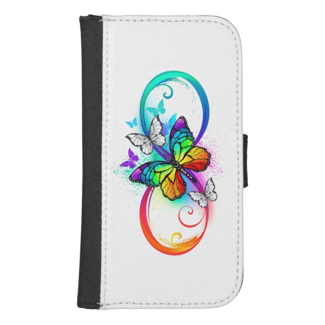 Bright infinity with rainbow butterfly samsung galaxy wallet case (Front)