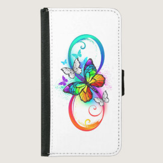 Bright infinity with rainbow butterfly samsung galaxy s5 wallet case