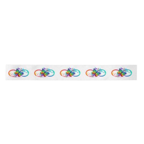 Bright infinity with rainbow butterfly satin ribbon