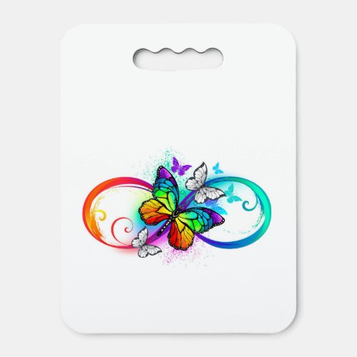 Bright infinity with rainbow butterfly seat cushion