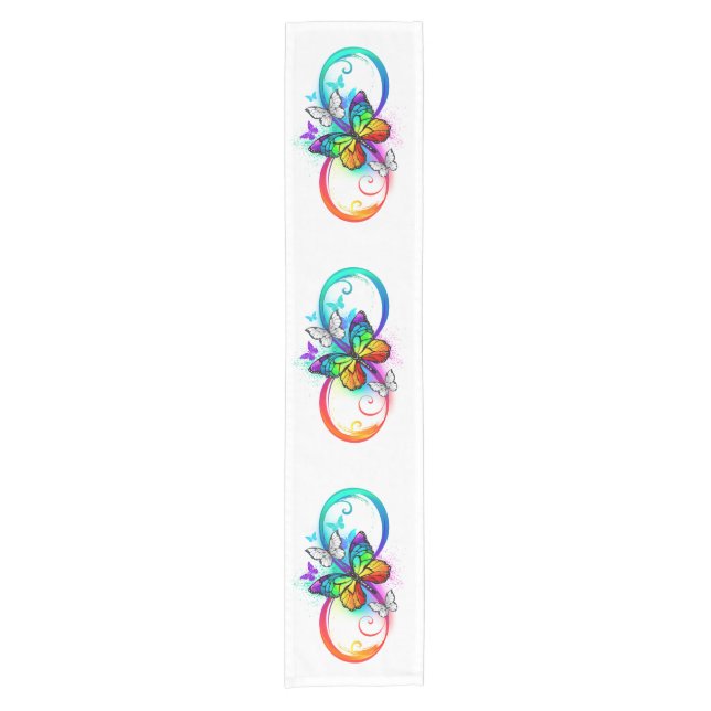 Bright infinity with rainbow butterfly short table runner (Front)