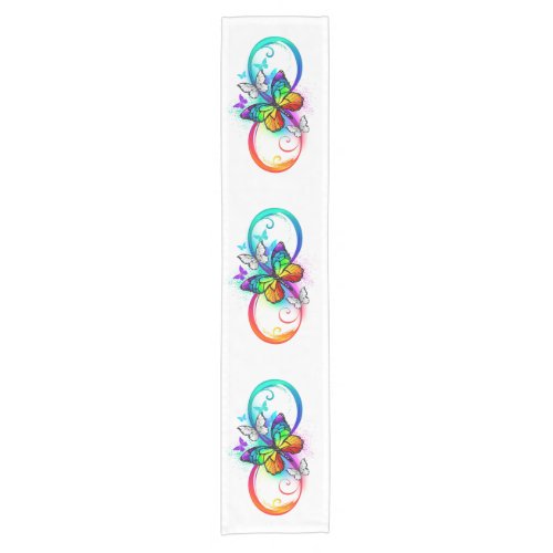 Bright infinity with rainbow butterfly short table runner