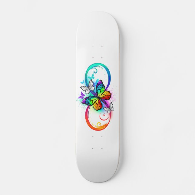 Bright infinity with rainbow butterfly skateboard (Front)