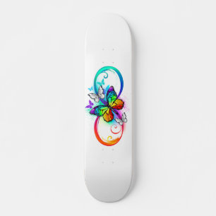 Bright infinity with rainbow butterfly skateboard