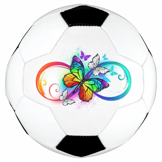 Bright infinity with rainbow butterfly soccer ball (Front)