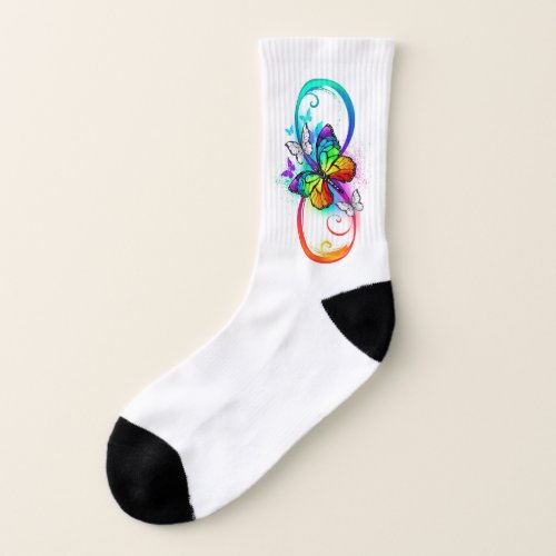 Bright infinity with rainbow butterfly socks