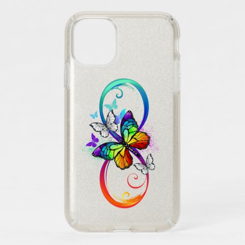 Bright infinity with rainbow butterfly speck iPhone 11 case