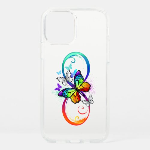 Bright infinity with rainbow butterfly speck iPhone 12 case