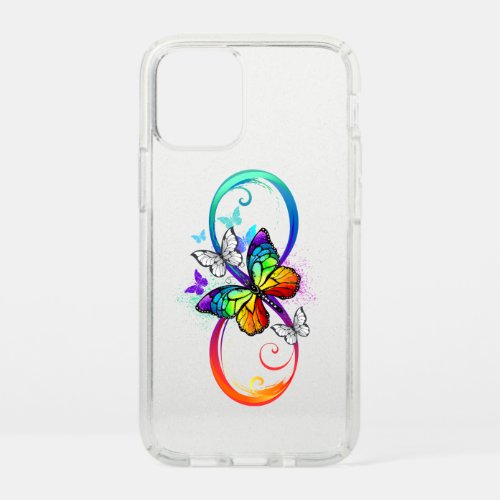 Bright infinity with rainbow butterfly speck iPhone 12 mini case