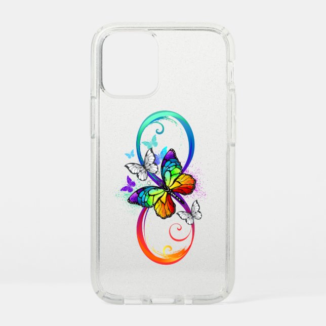 Bright infinity with rainbow butterfly speck iPhone 12 mini case (Front)
