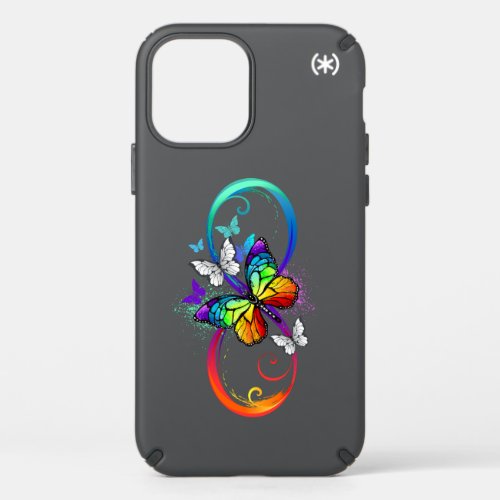 Bright infinity with rainbow butterfly speck iPhone 12 pro case