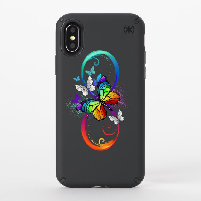 Bright infinity with rainbow butterfly speck iPhone x case (Front)
