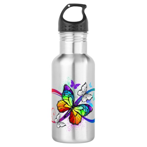 Bright infinity with rainbow butterfly stainless steel water bottle