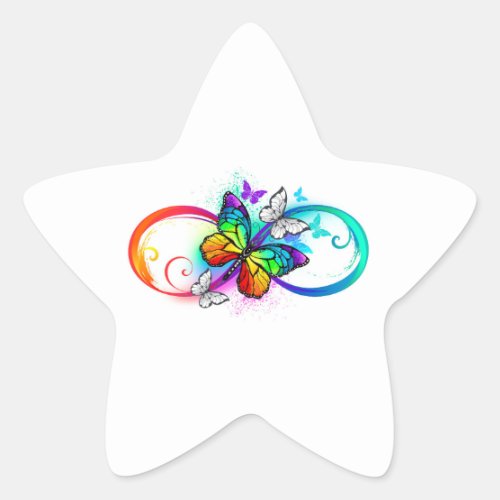 Bright infinity with rainbow butterfly star sticker