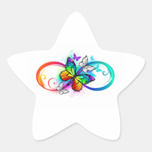 Bright infinity with rainbow butterfly star sticker