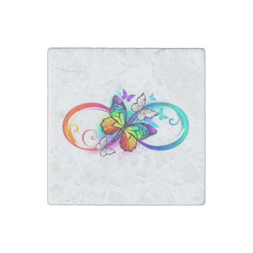 Bright infinity with rainbow butterfly stone magnet