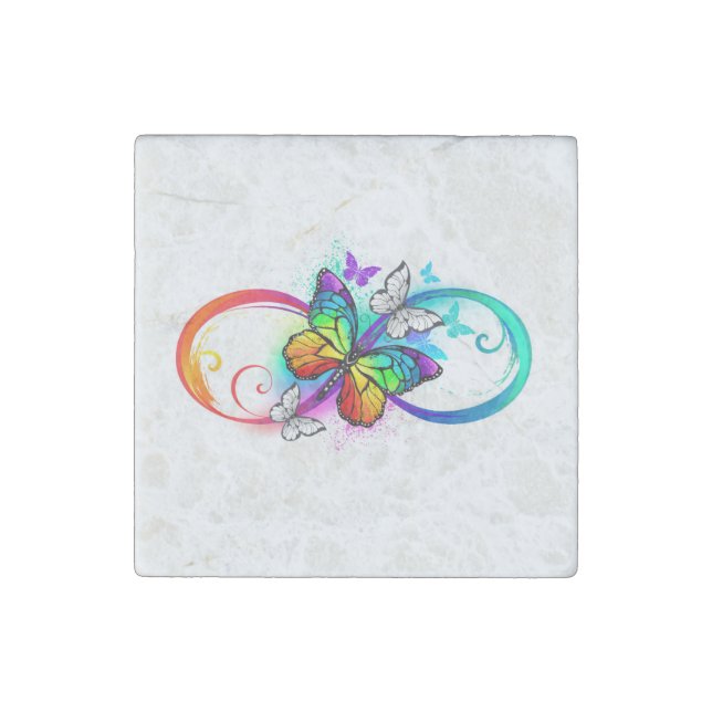Bright infinity with rainbow butterfly stone magnet (Front)
