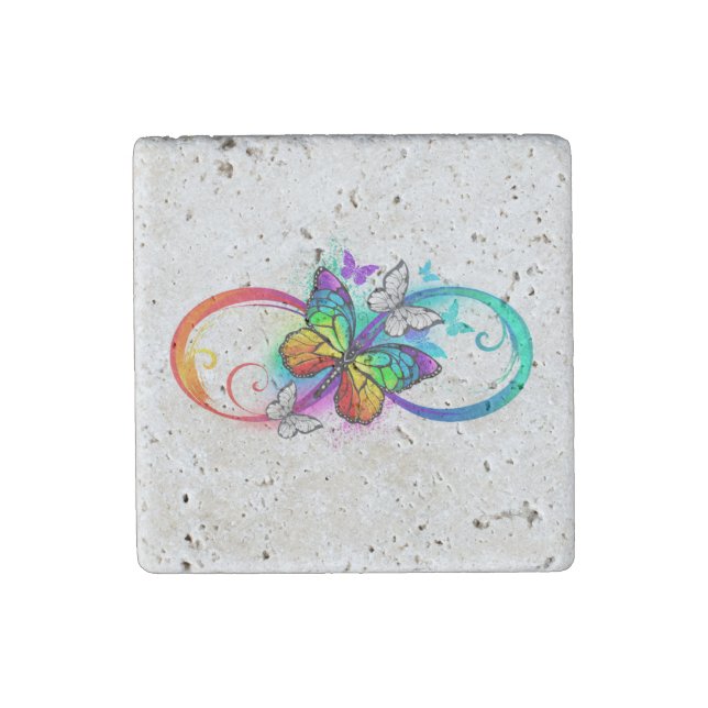 Bright infinity with rainbow butterfly stone magnet (Front)