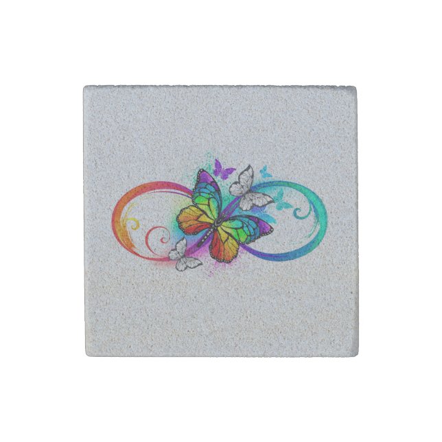 Bright infinity with rainbow butterfly stone magnet (Front)