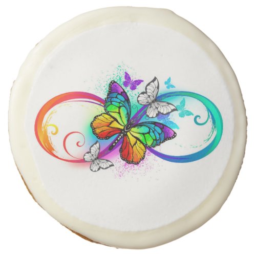 Bright infinity with rainbow butterfly sugar cookie