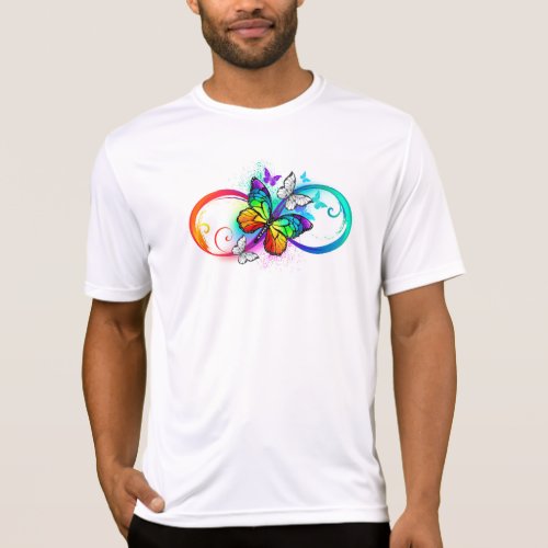 Bright infinity with rainbow butterfly  T_Shirt