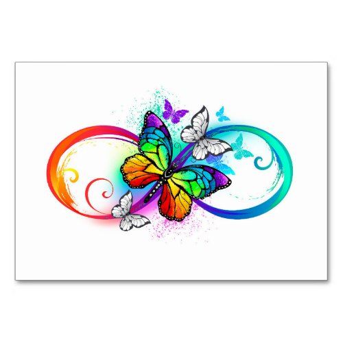 Bright infinity with rainbow butterfly table number