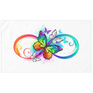 Bright infinity with rainbow butterfly tablecloth