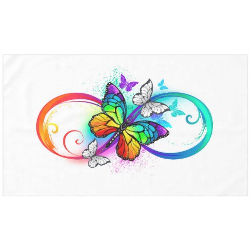 Bright infinity with rainbow butterfly  tablecloth