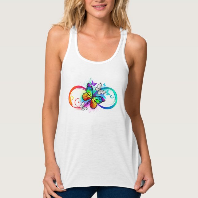 Bright infinity with rainbow butterfly tank top (Front)