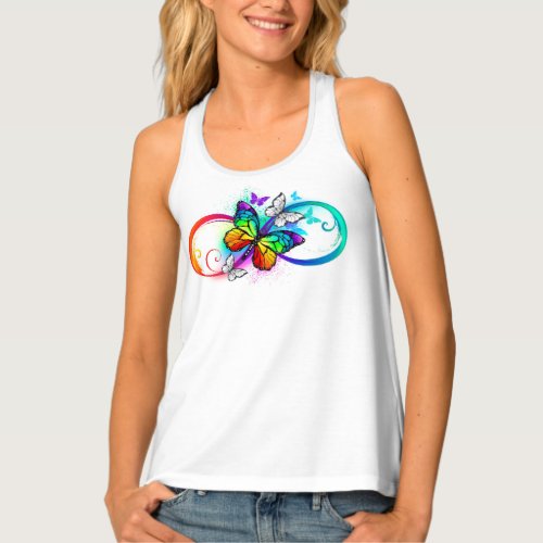 Bright infinity with rainbow butterfly tank top