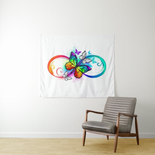 Bright infinity with rainbow butterfly tapestry