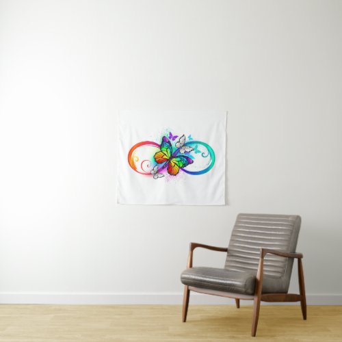 Bright infinity with rainbow butterfly tapestry