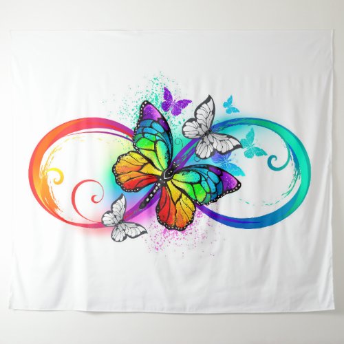 Bright infinity with rainbow butterfly tapestry