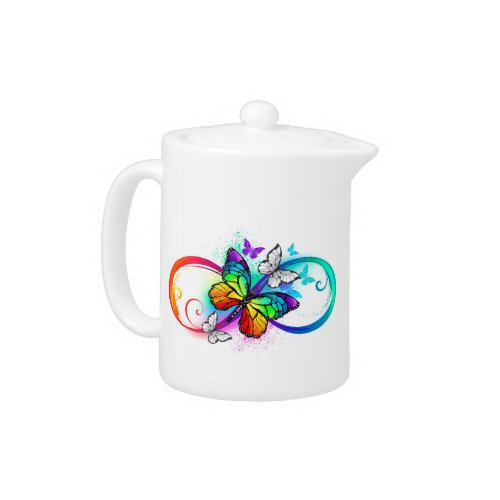 Bright infinity with rainbow butterfly teapot