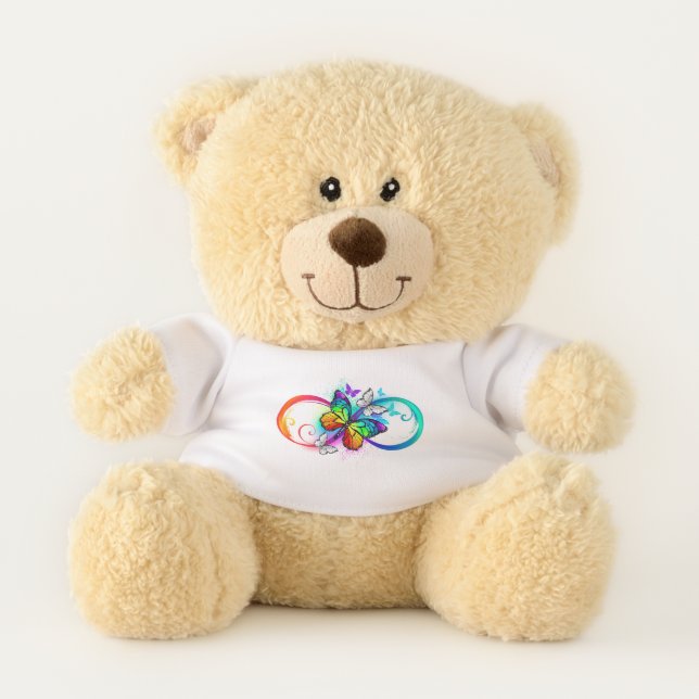 Bright infinity with rainbow butterfly teddy bear (Front)
