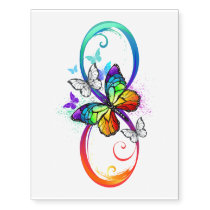 Bright infinity with rainbow butterfly temporary tattoos