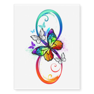 Bright infinity with rainbow butterfly temporary tattoos
