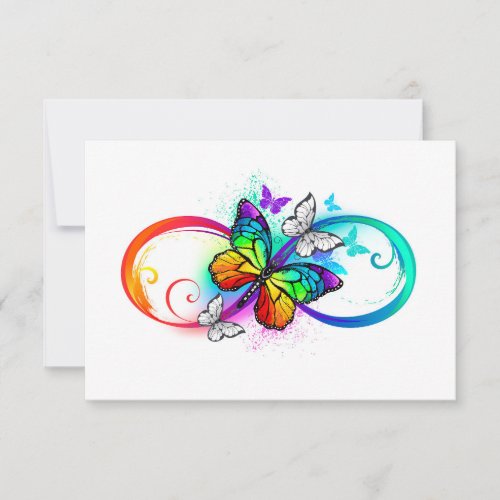 Bright infinity with rainbow butterfly thank you card