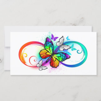 Bright infinity with rainbow butterfly thank you card