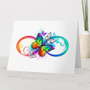 Bright infinity with rainbow butterfly thank you card