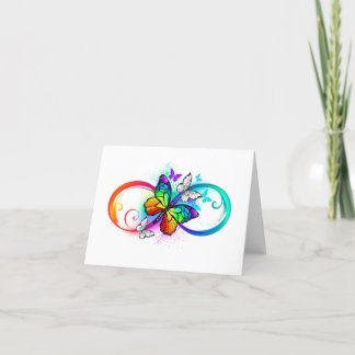 Bright infinity with rainbow butterfly thank you card